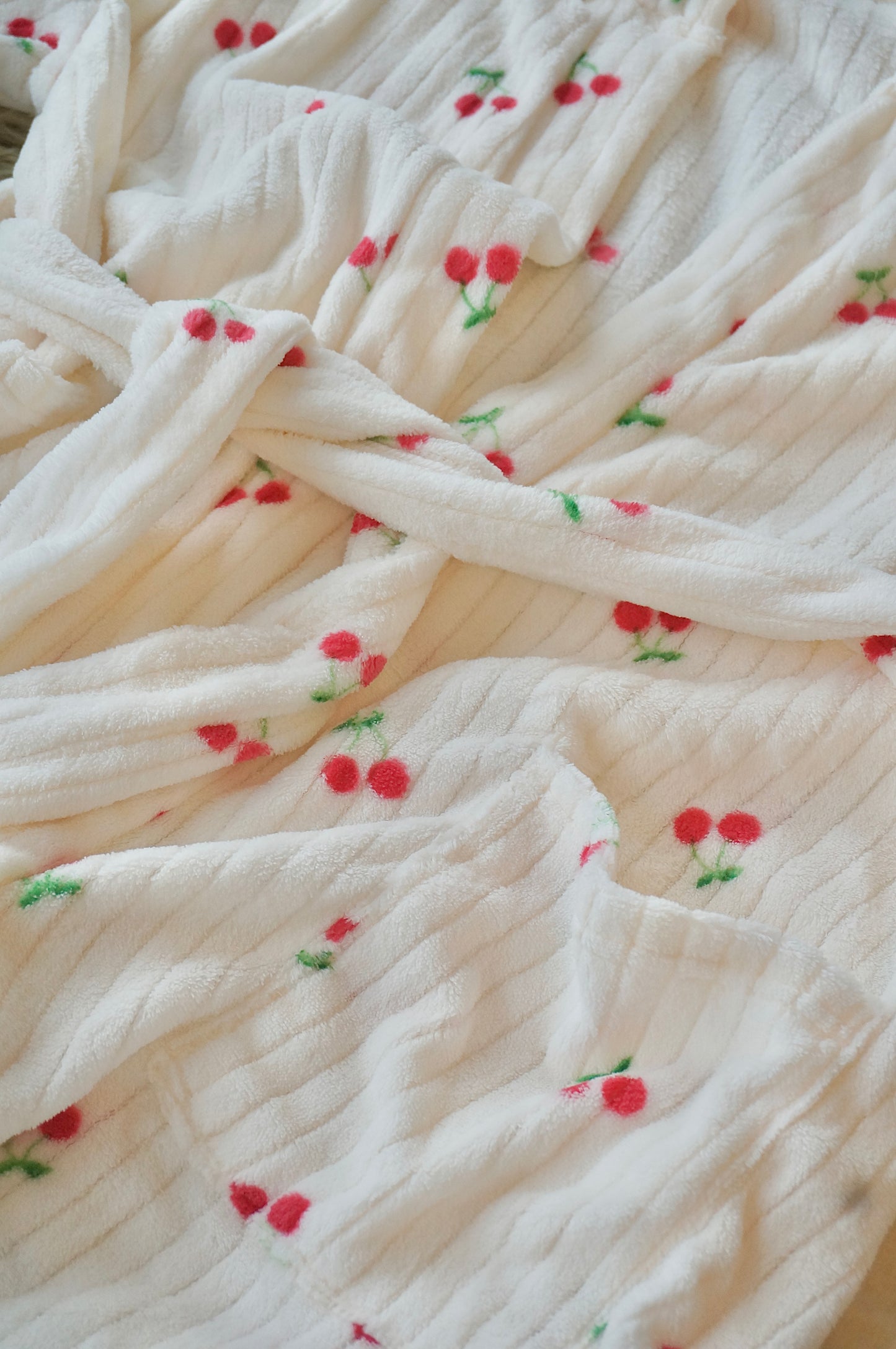 Bunny Fluffy Cherry Print Robe