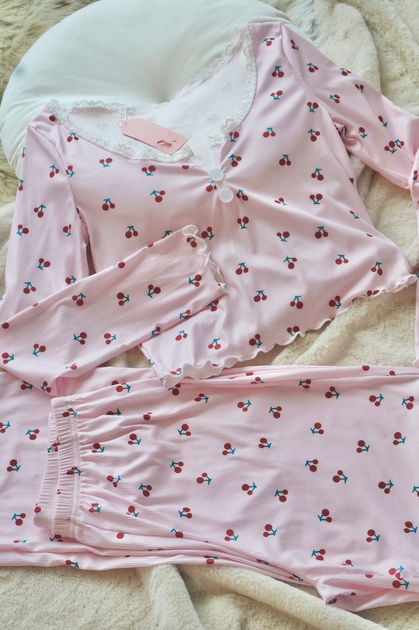 Cherry Cherry Pink Pyjamas Set