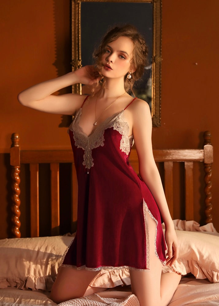 Crimson red Velvet Slip dress