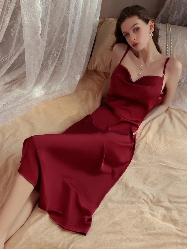Blossom Haven Slip Dress - Red