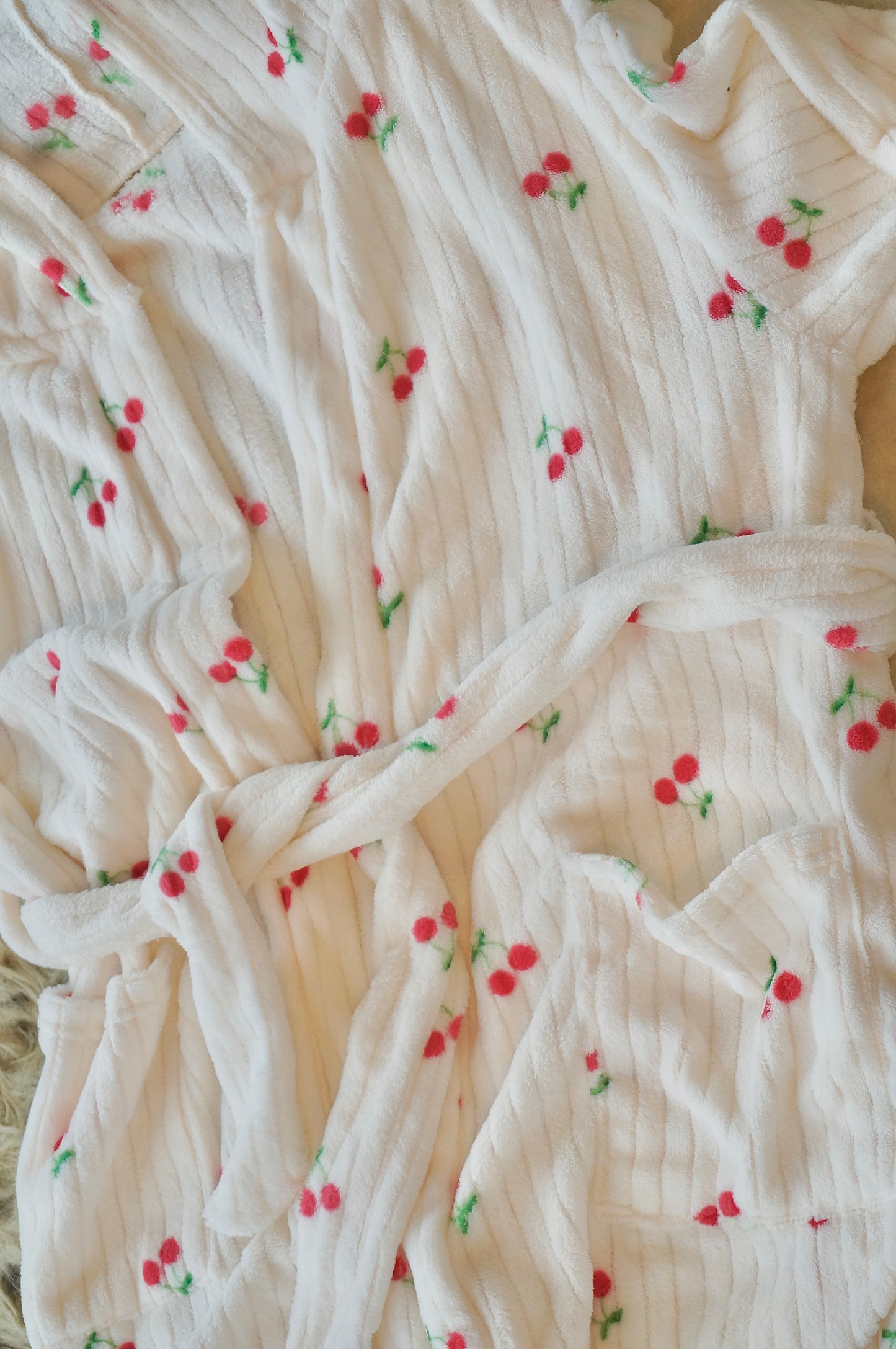 Bunny Fluffy Cherry Print Robe