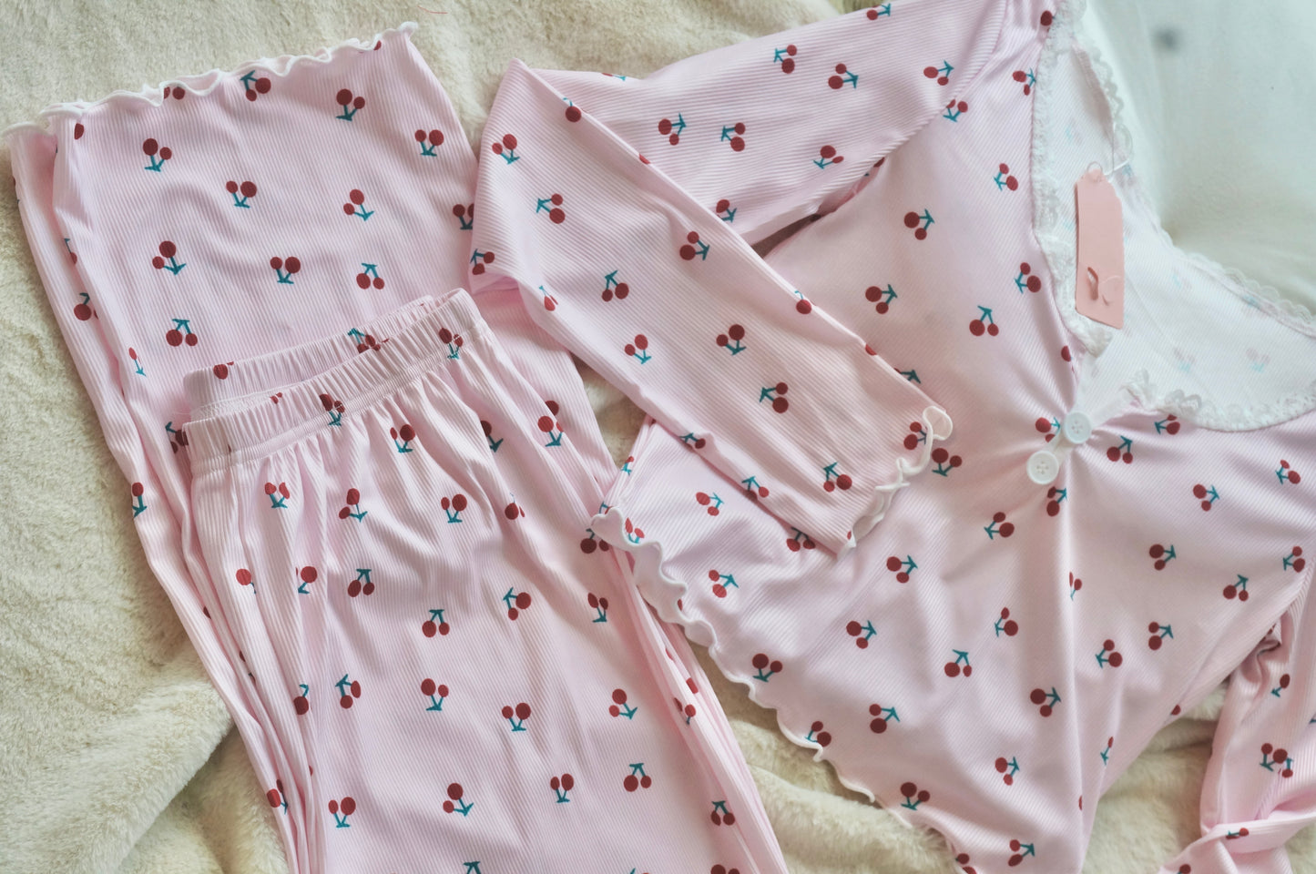 Cherry Cherry Pink Pyjamas Set