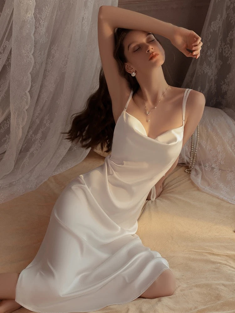 Blossom Haven Slip Dress - White