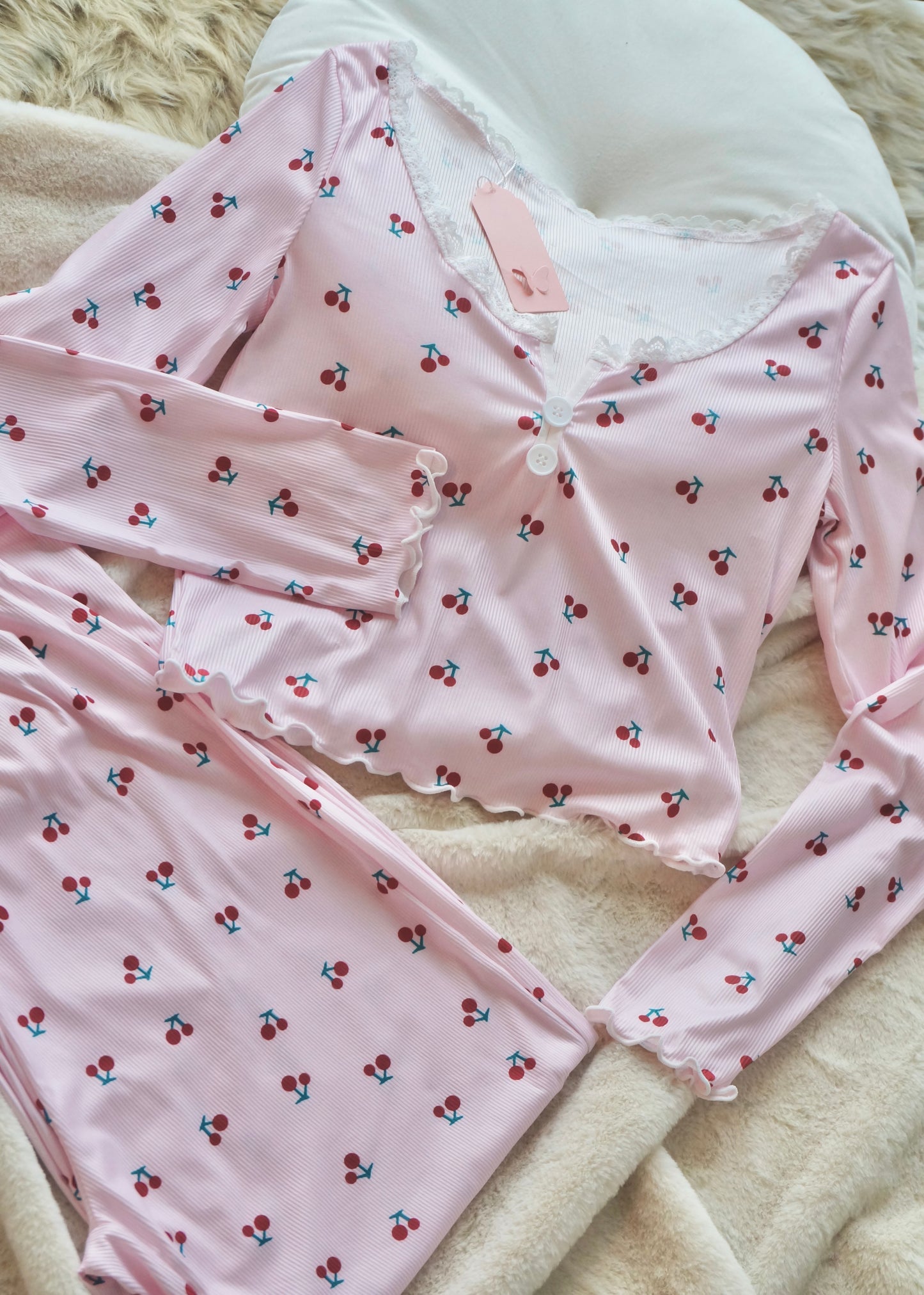 Cherry Cherry Pink Pyjamas Set