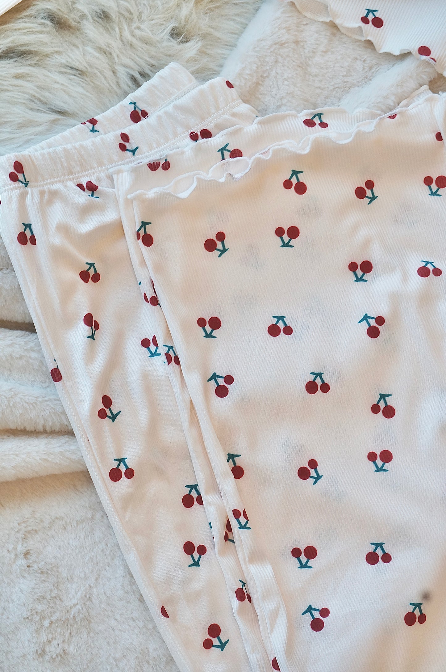 Cherry Cherry Creamy White Pyjamas Set