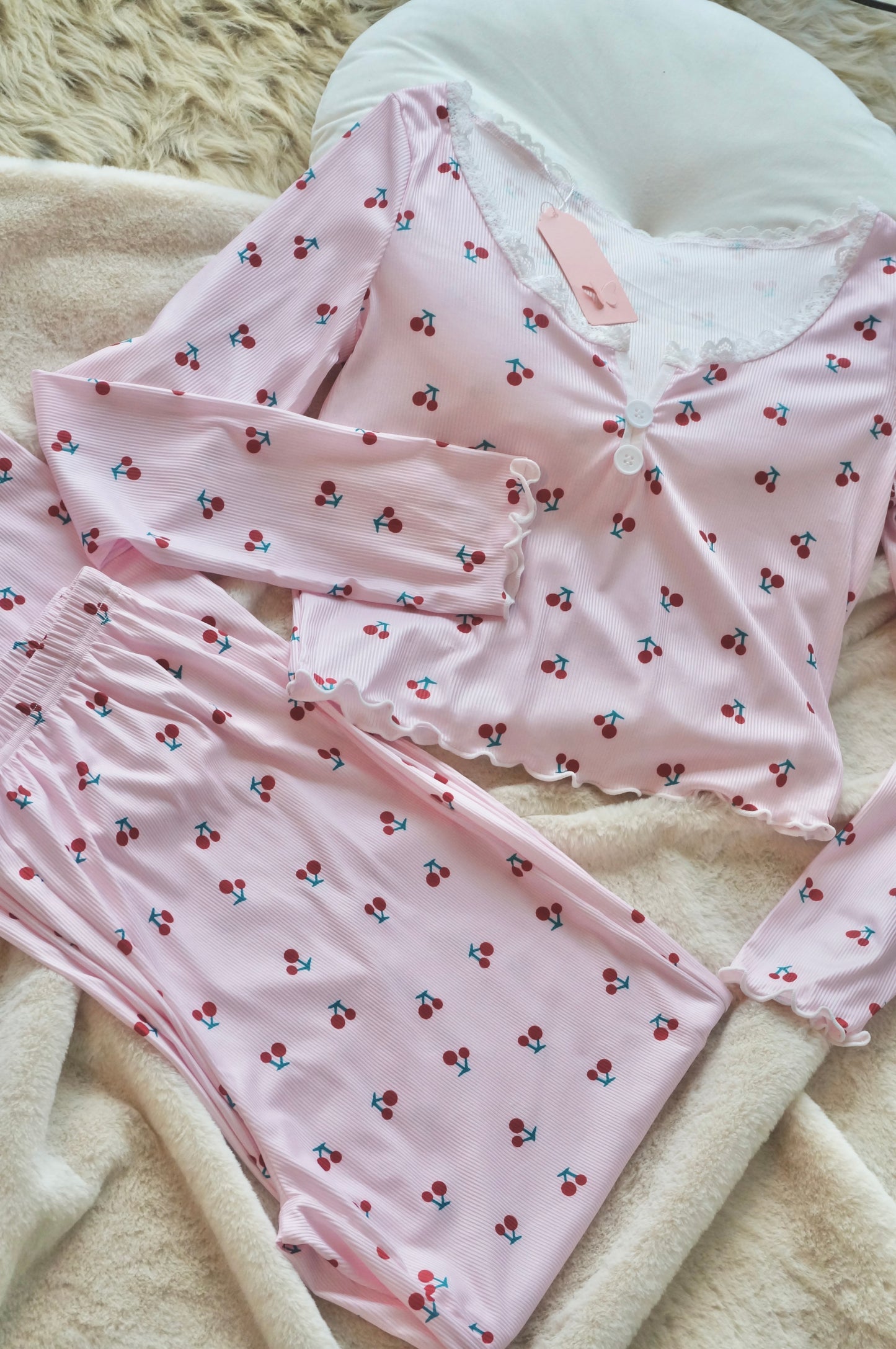 Cherry Cherry Pink Pyjamas Set