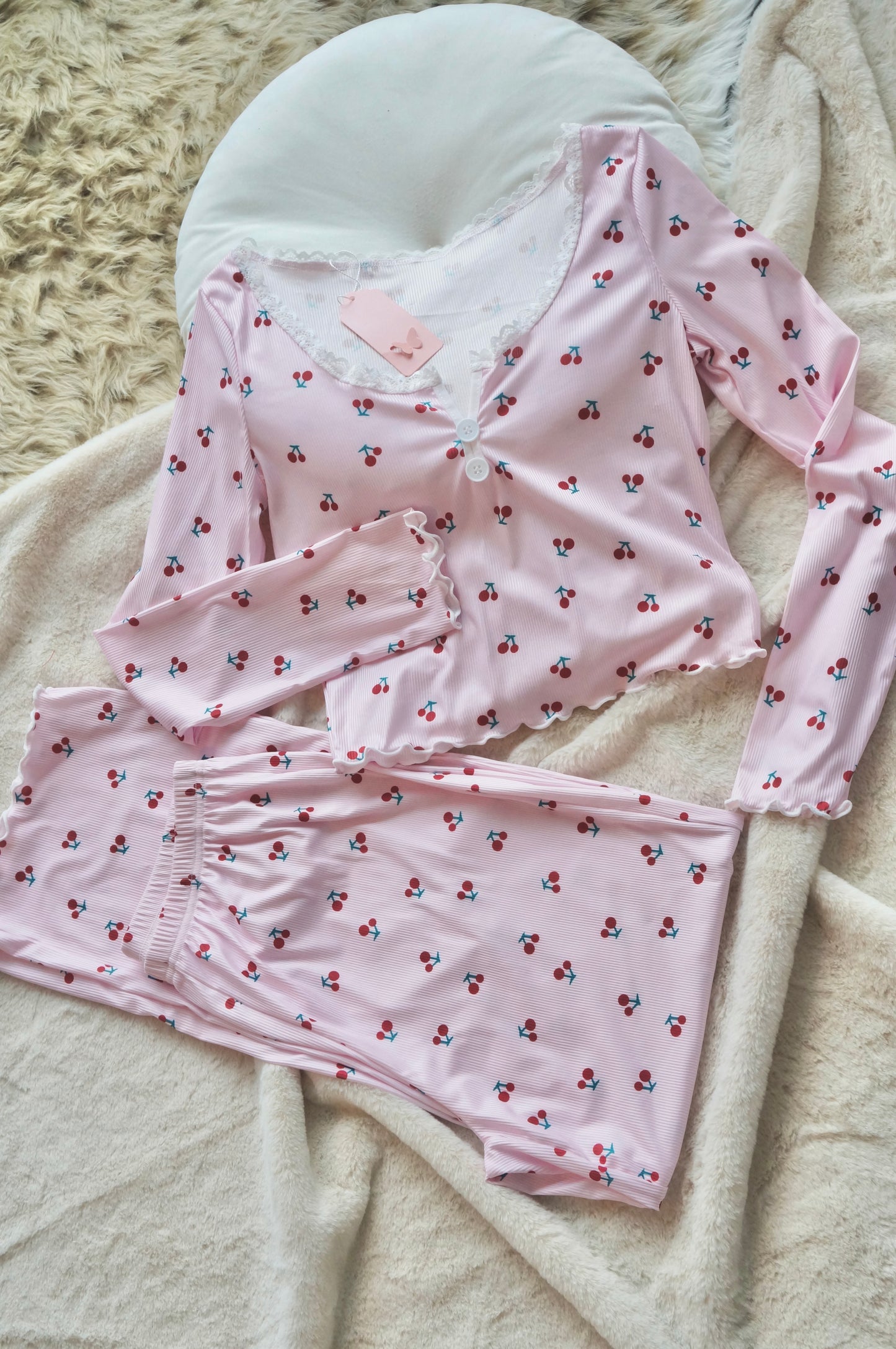 Cherry Cherry Pink Pyjamas Set