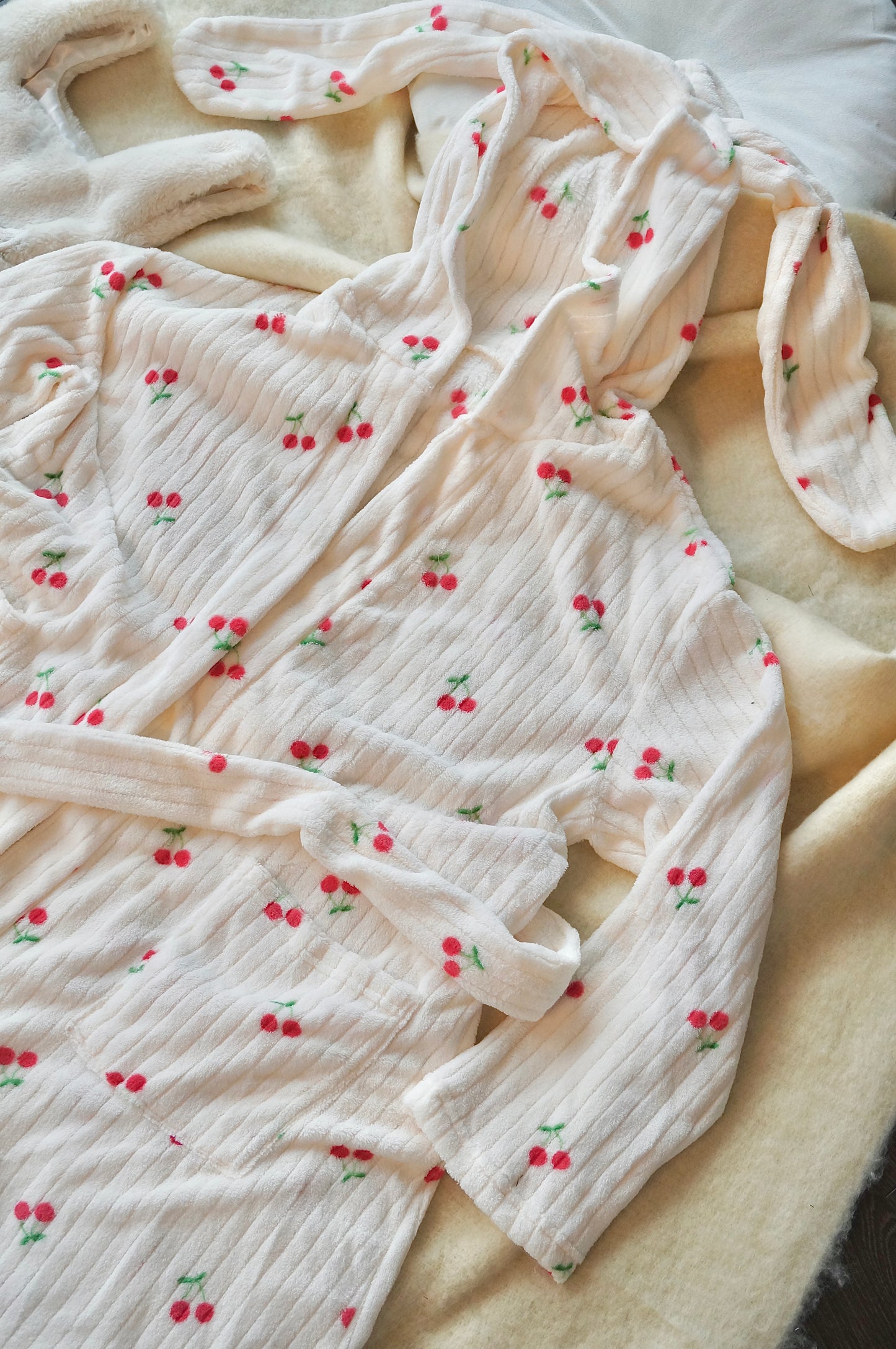 Bunny Fluffy Cherry Print Robe