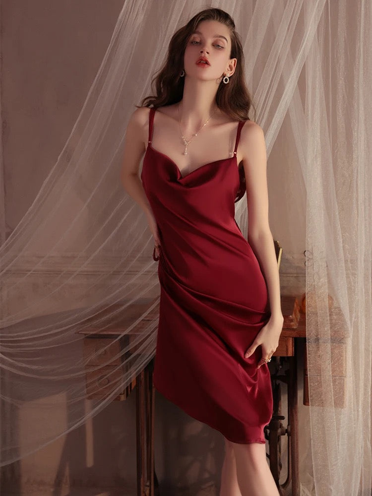 Blossom Haven Slip Dress - Red