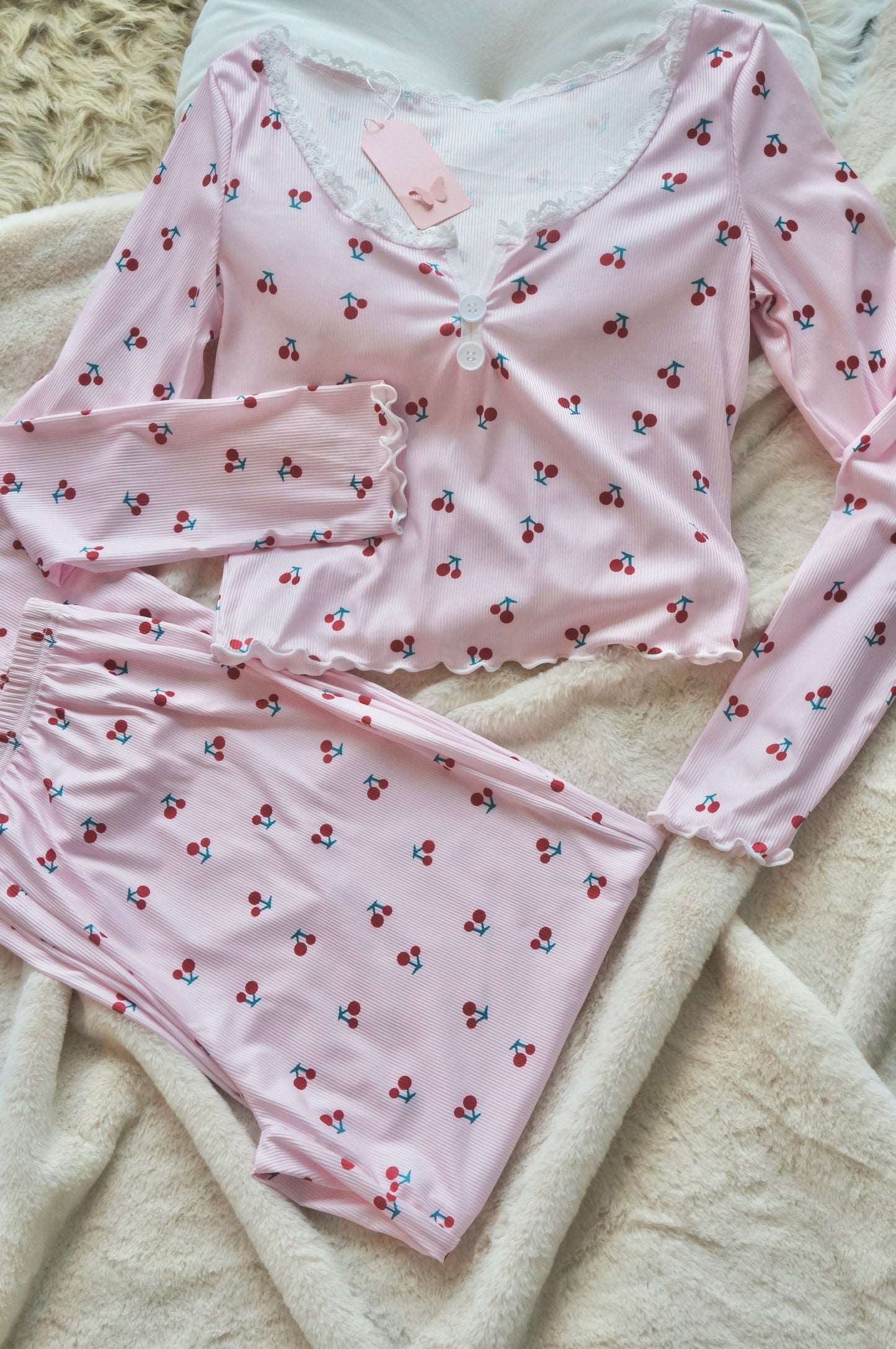 Cherry Cherry Pink Pyjamas Set