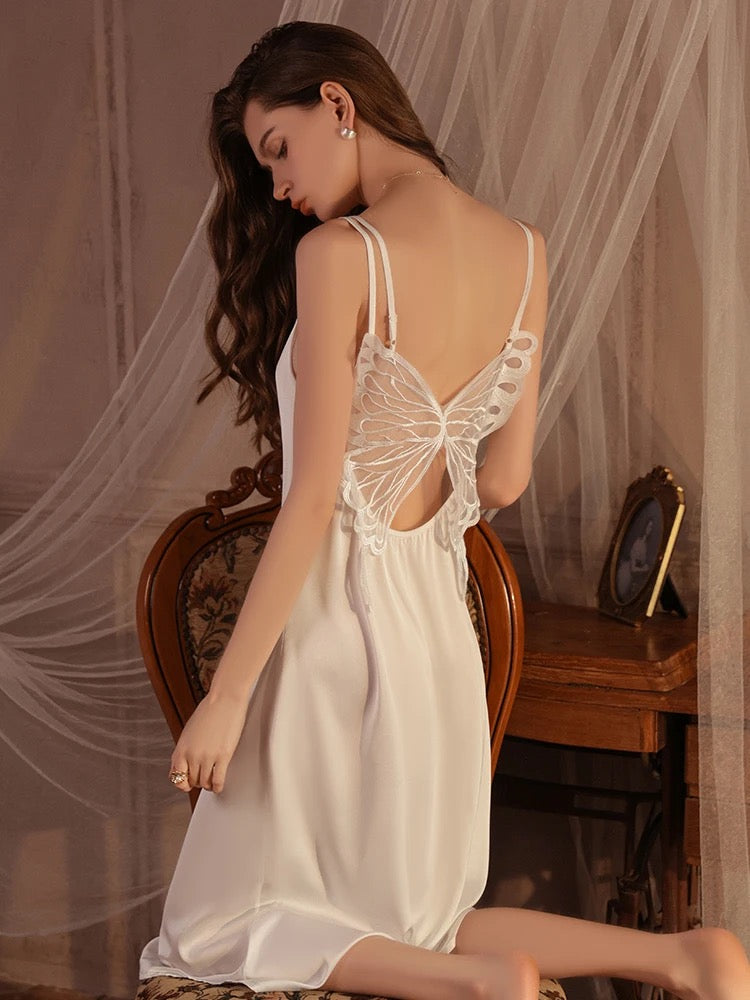 Blossom Haven Slip Dress - White