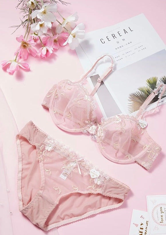 Meadow embroidery bra set