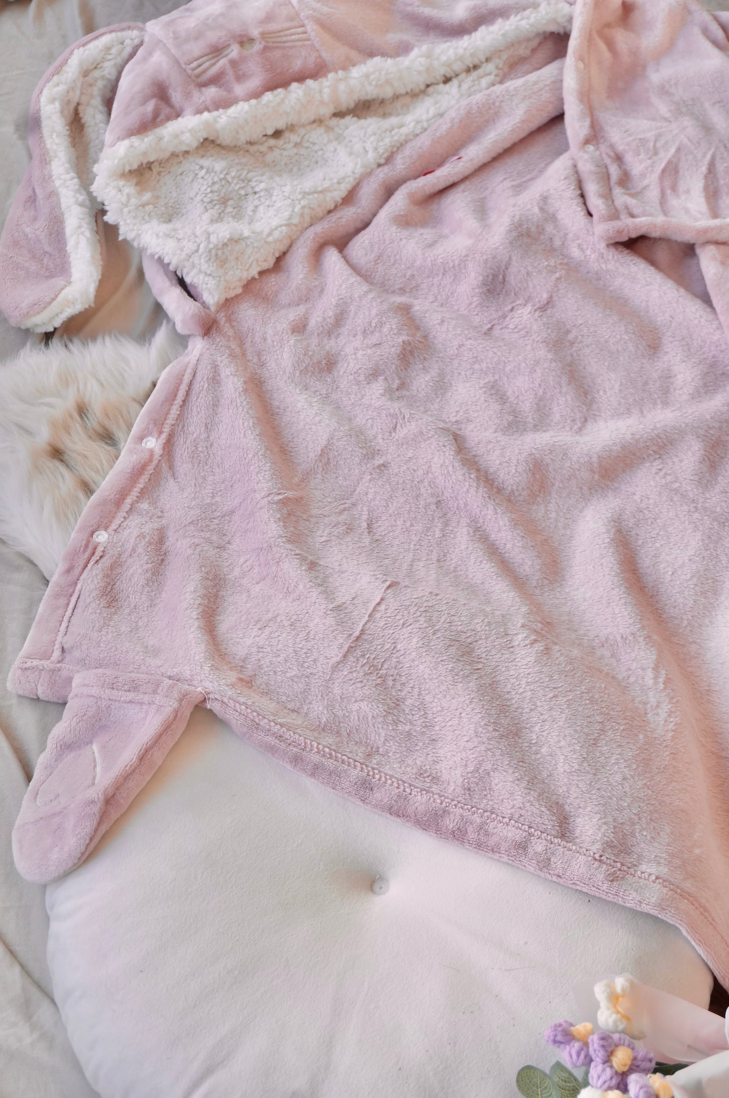 Bunny Fuzzy Fleece Blanket Robe