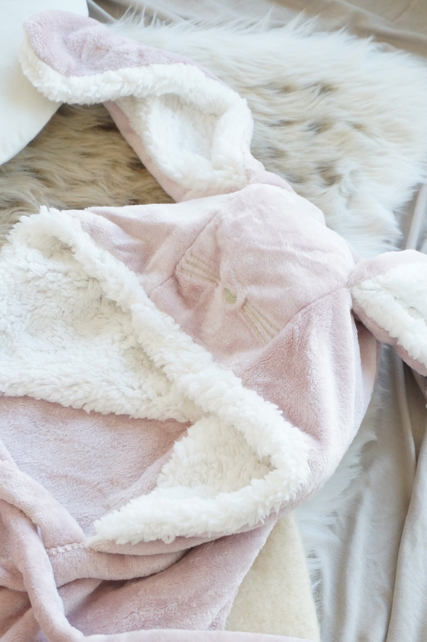 Bunny Fuzzy Fleece Blanket Robe