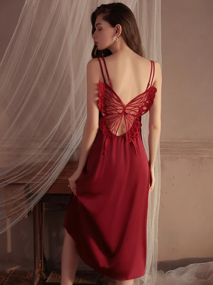 Blossom Haven Slip Dress - Red