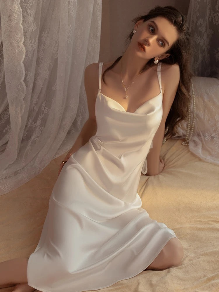 Blossom Haven Slip Dress - White